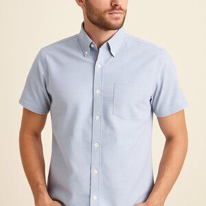 UNTUCKit Light Blue Wrinkle-Free Short Sleeve Shirt - Size XL Slim Fit